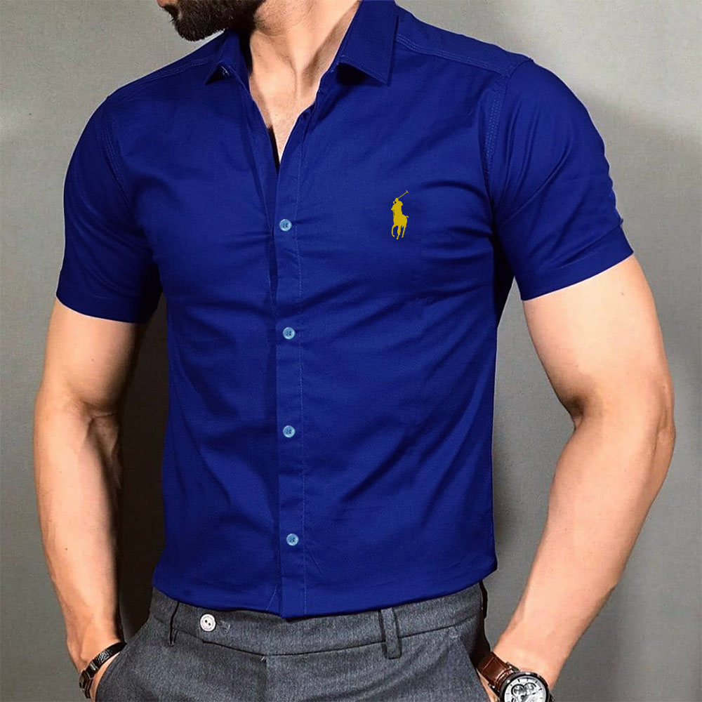 پیراهن POLO آستین کوتاه مردانه آبی کاربنی