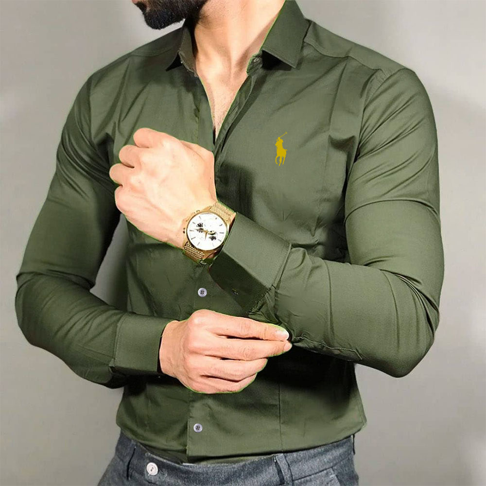 پیراهن POLO آستین بلند مردانه سبز