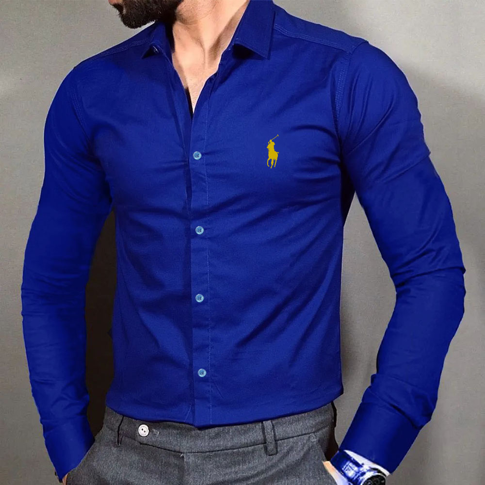 پیراهن POLO آستین بلند مردانه آبی کاربنی کد 115