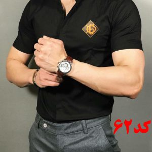 پیراهن آستین کوتاه مردانه مشکی کد 62