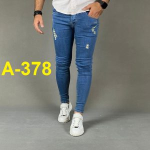 شلوار جین مردانه آبی زاپ دار کد A-378