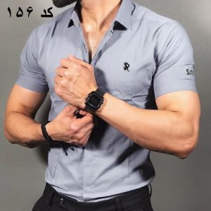 پیراهن آستین کوتاه مردانه طوسی کد 156