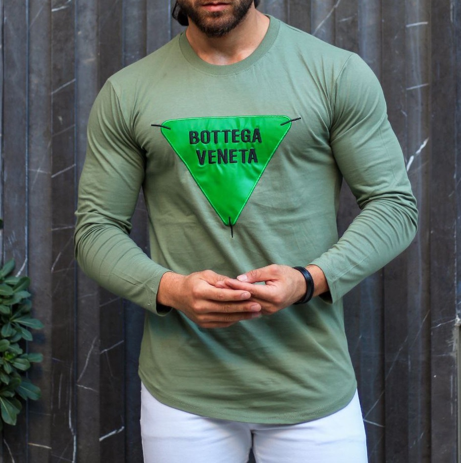بلوز مردانه اسپرت خرجکار مثلثی چرم رنگ سبز
