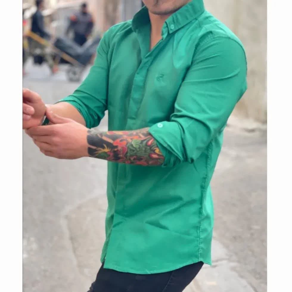 پیراهن ساده مردانه برند ZARA رنگ سبز روشن