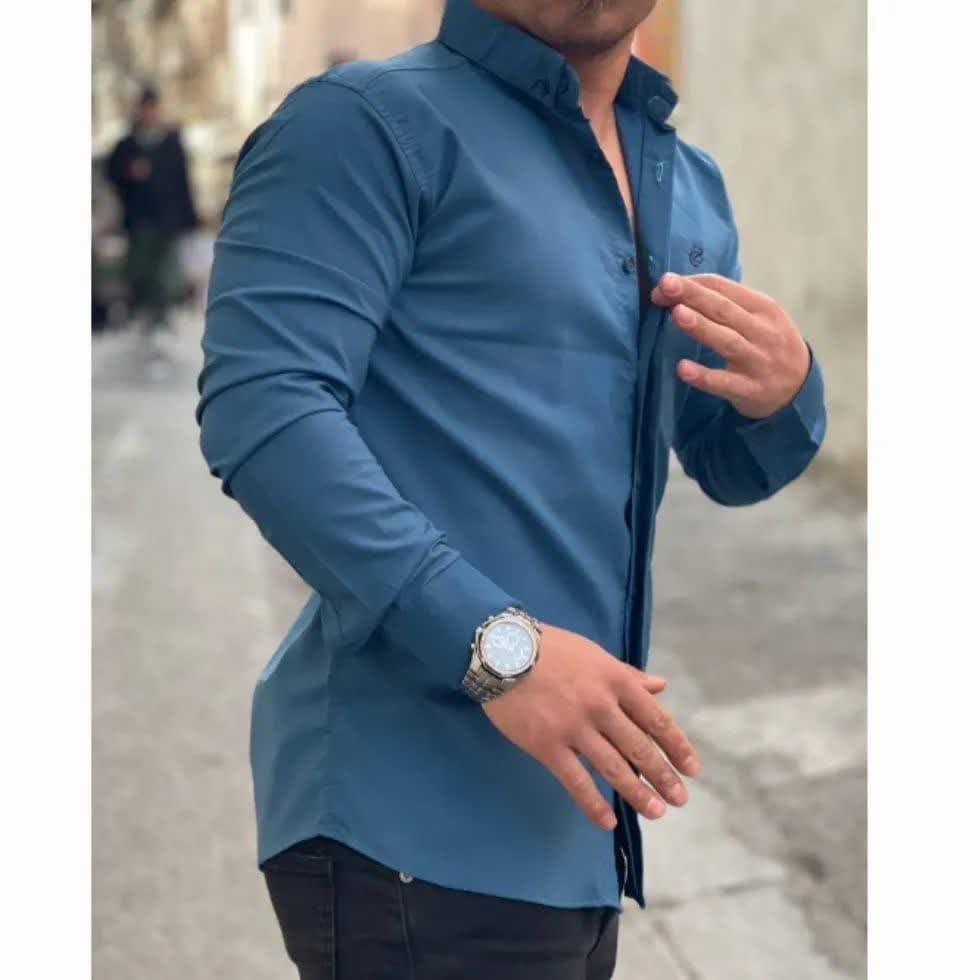 پیراهن ساده مردانه برند ZARA رنگ آبی روشن