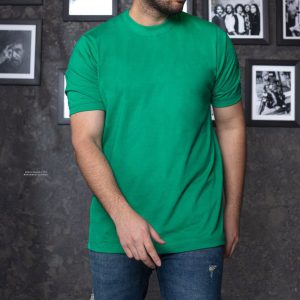 تیشرت مردانه ساده رنگ سبز آستین کش
